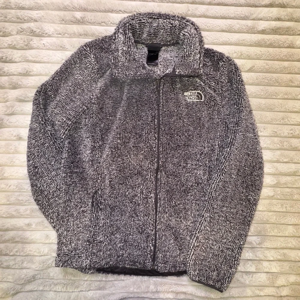 The North Face Jacket Women's Med Osito Fleece Black White  Soft Fuzzy High Pile